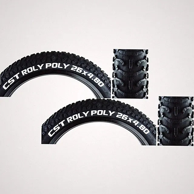 Pack of 2 Cst Premium Roly Poly 26x4.8 Clincher Wire TPI 25 Blk/Blk Reflective